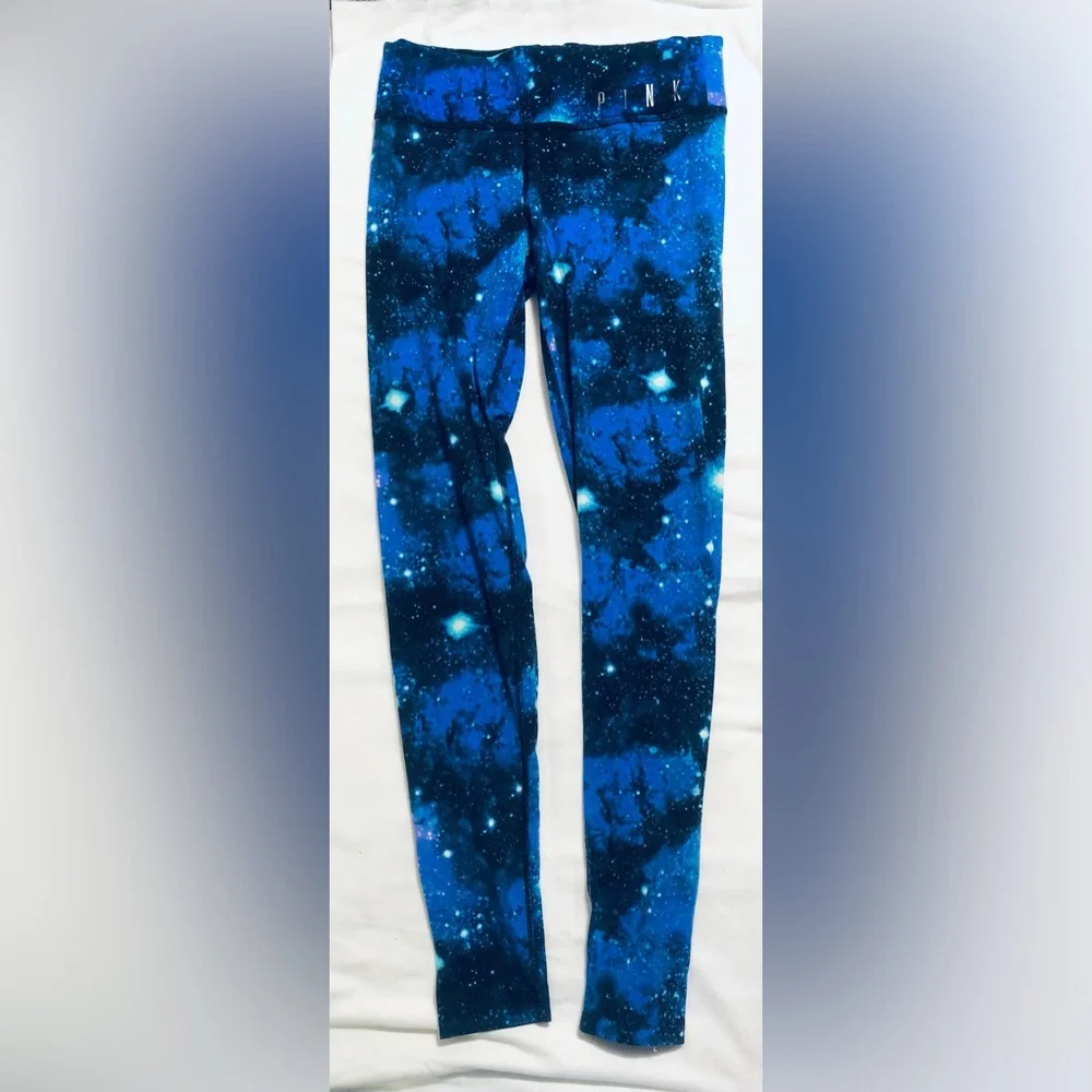 Pink Yoga Small Leggings Galaxy Print Blue Victoria’s Secret Active RARE - Picture 3 of 4